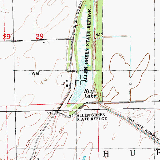Topographic Map of Ray Lake, IA