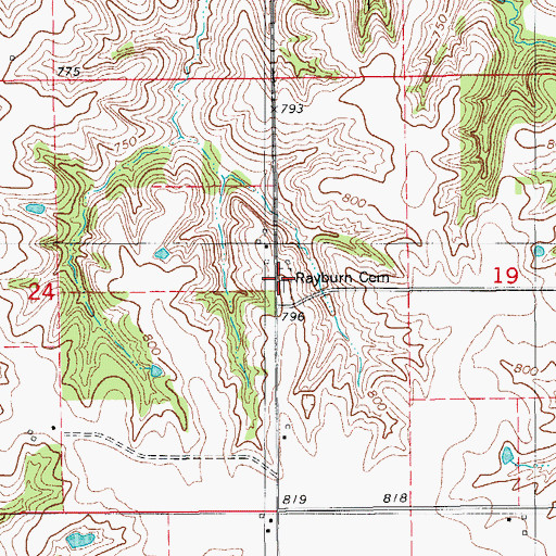Topographic Map of Rayburn Cemetery, IA