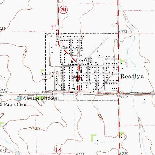 Topographic Map of Readlyn, IA