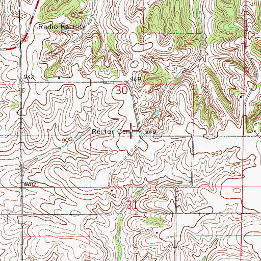 Topographic Map of Rector Cemetery, IA