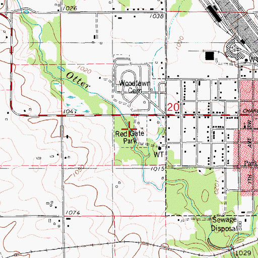 Topographic Map of Red Gate Park, IA