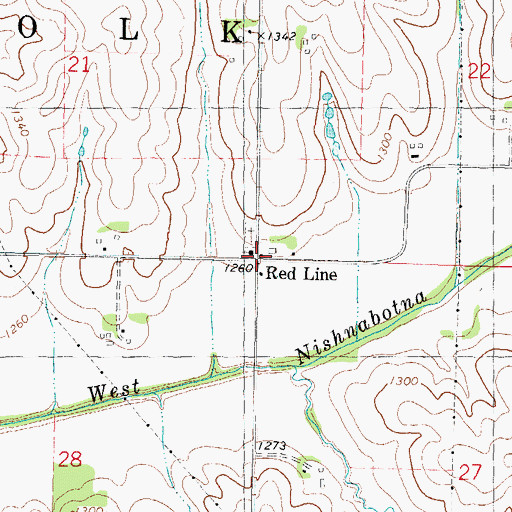 Topographic Map of Red Line, IA