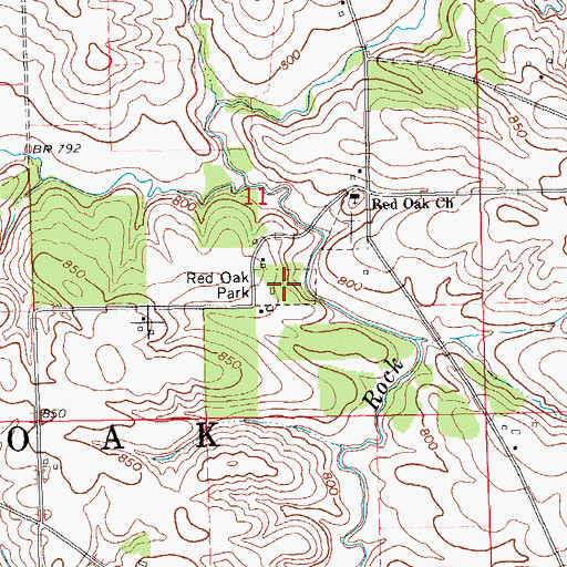 Topographic Map of Red Oak Park, IA