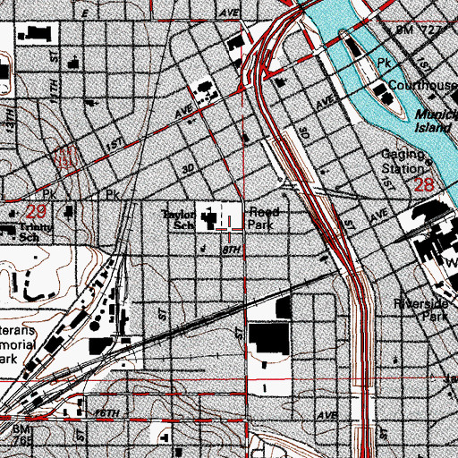 Topographic Map of Reed Park, IA