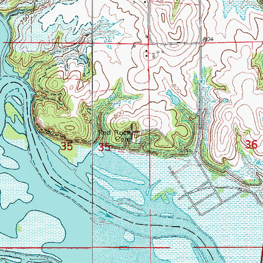 Topographic Map of Red Rock Cemetery, IA