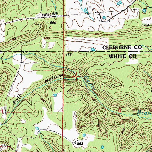 Topographic Map of Ball Hollow, AR