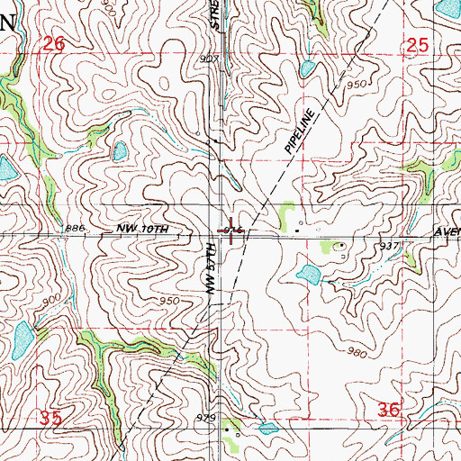 Topographic Map of Reddish School, IA
