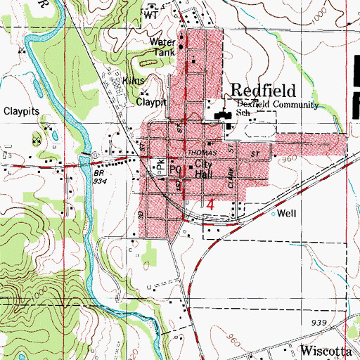 Topographic Map of Redfield, IA