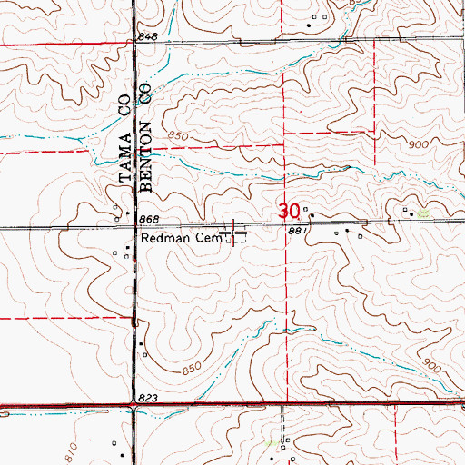 Topographic Map of Redman Cemetery, IA