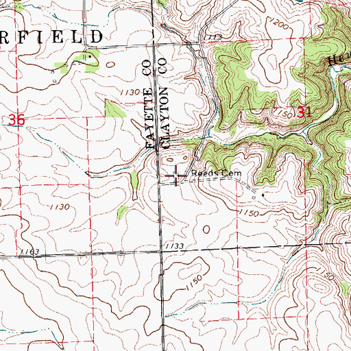Topographic Map of Reeds Cemetery, IA
