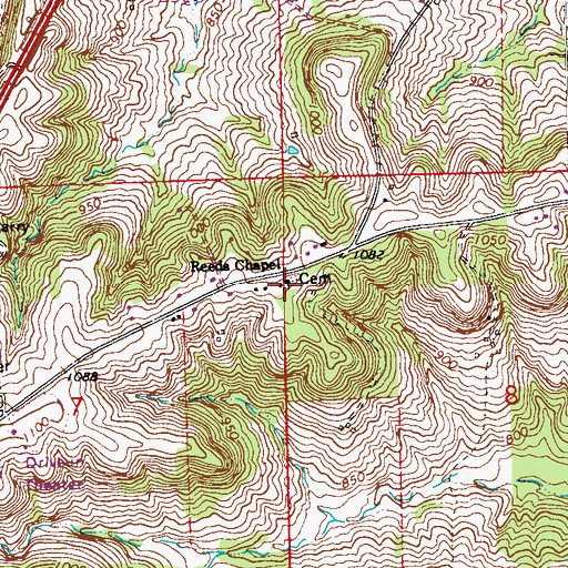 Topographic Map of Reeds Chapel, IA