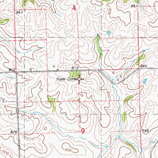 Topographic Map of Reel Cemetery, IA
