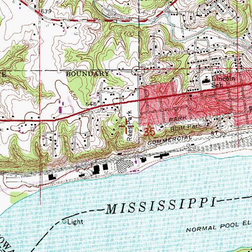 Topographic Map of Rees Park, IA