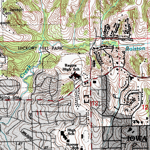 Topographic Map of Regina Catholic Education Center, IA
