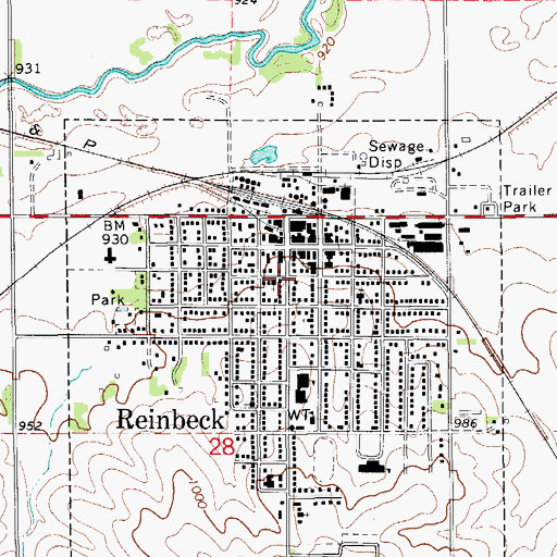 Topographic Map of Reinbeck, IA
