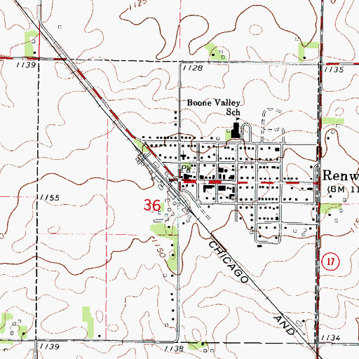 Topographic Map of Renwick, IA