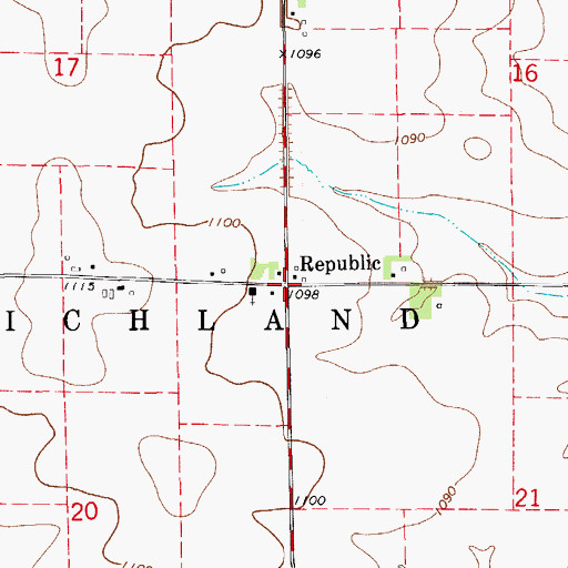 Topographic Map of Republic, IA