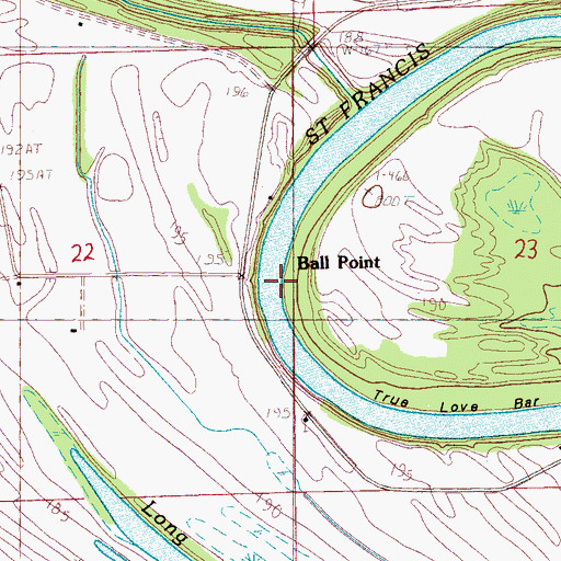 Topographic Map of Ball Point, AR