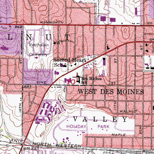 Topographic Map of Rex Mathes School, IA