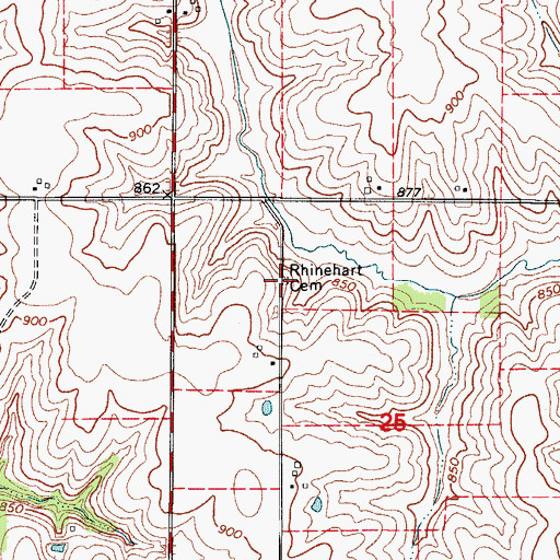 Topographic Map of Rhinehart Cemetery, IA