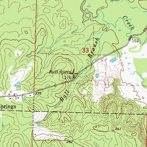 Topographic Map of Ball Spring, AR