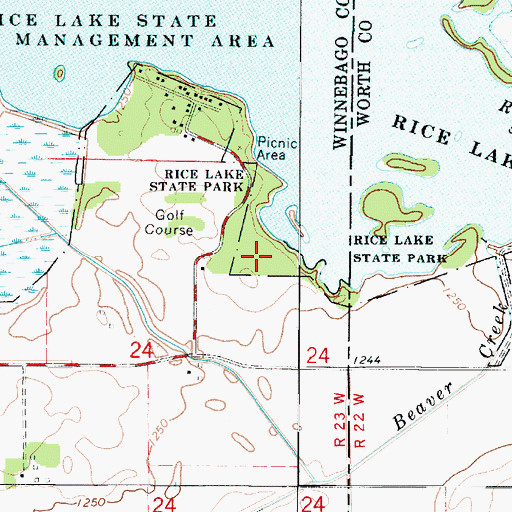Topographic Map of Rice Lake State Park, IA
