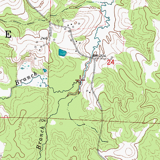 Topographic Map of Ballard Branch, AR