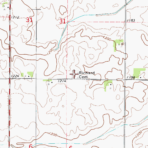 Topographic Map of Richland Lutheran Cemetery, IA