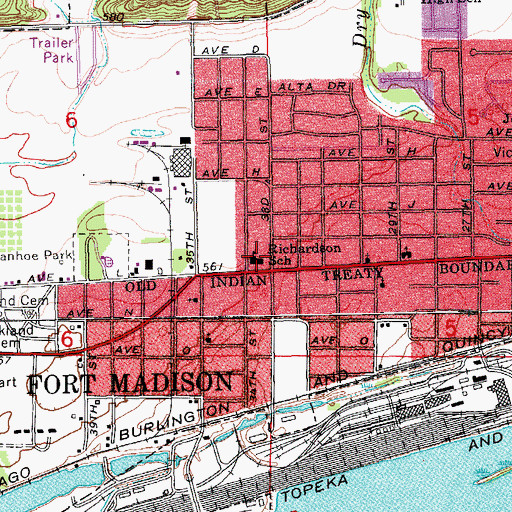Topographic Map of Richardson Elementary School, IA