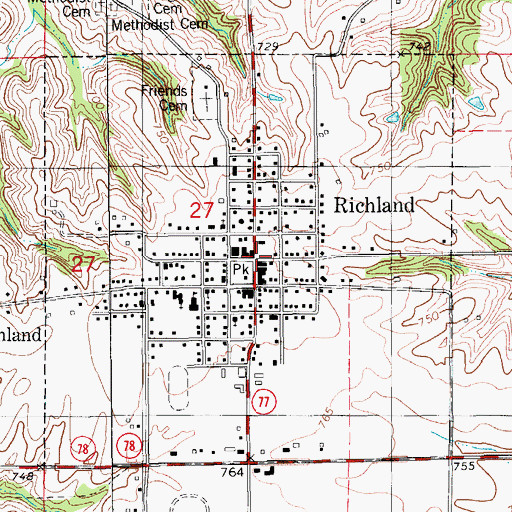 Topographic Map of Richland, IA