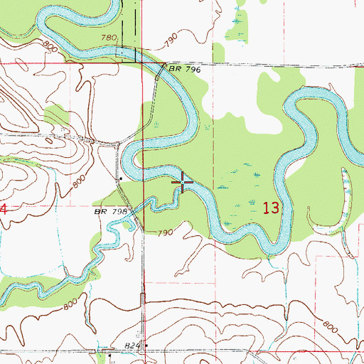 Topographic Map of Richland Creek, IA