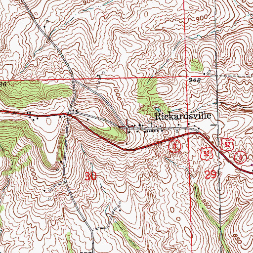 Topographic Map of Rickardsville, IA