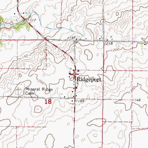 Topographic Map of Ridgeport, IA