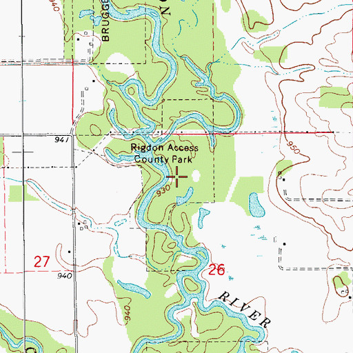 Topographic Map of Rigdon Access County Park, IA