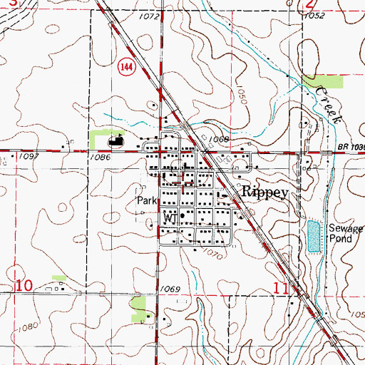 Topographic Map of Rippey, IA