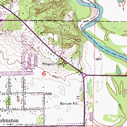 Topographic Map of Rittgers Cemetery, IA
