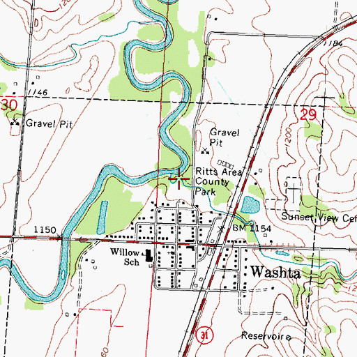 Topographic Map of Ritts Area County Park, IA