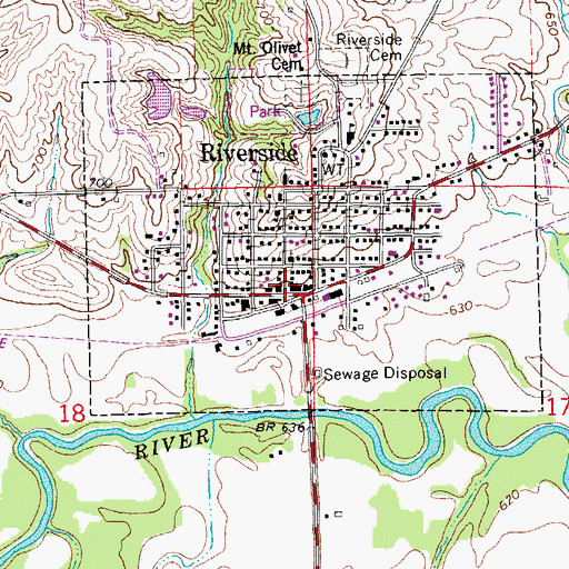 Topographic Map of Riverside, IA
