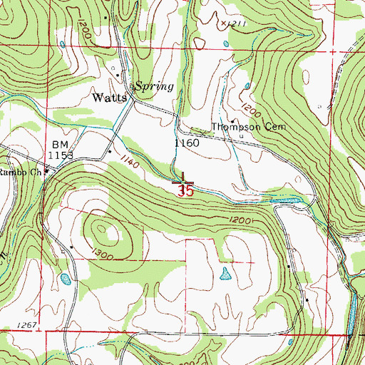 Topographic Map of Ballinger Branch, AR