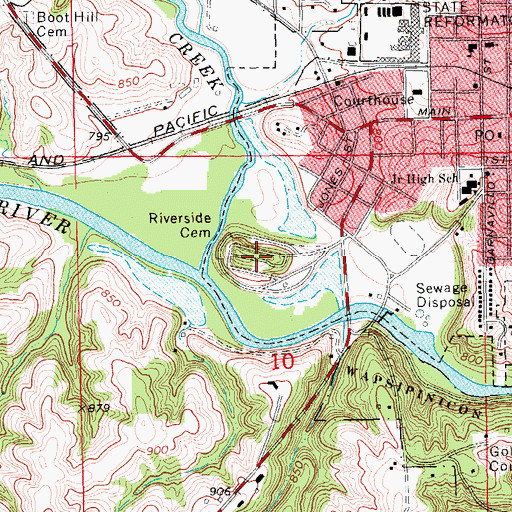 Topographic Map of Riverside Cemetery, IA