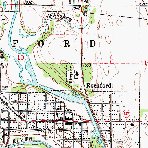 Topographic Map of Riverside Cemetery, IA