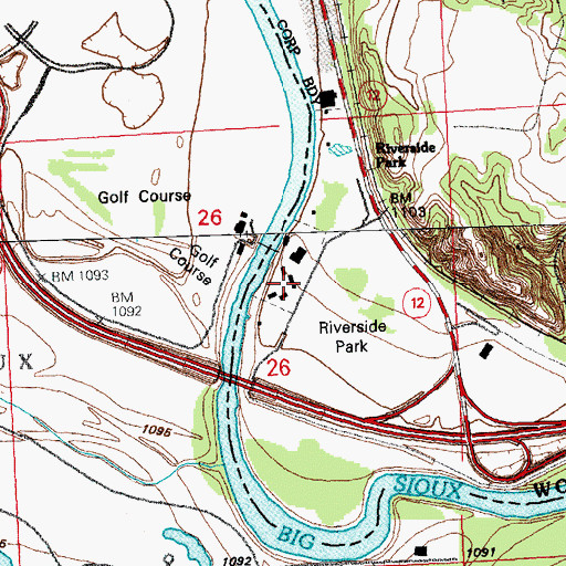 Topographic Map of Riverside Park, IA