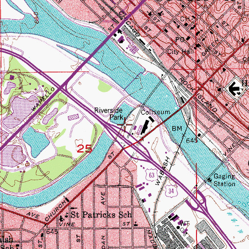Topographic Map of Riverside Park, IA