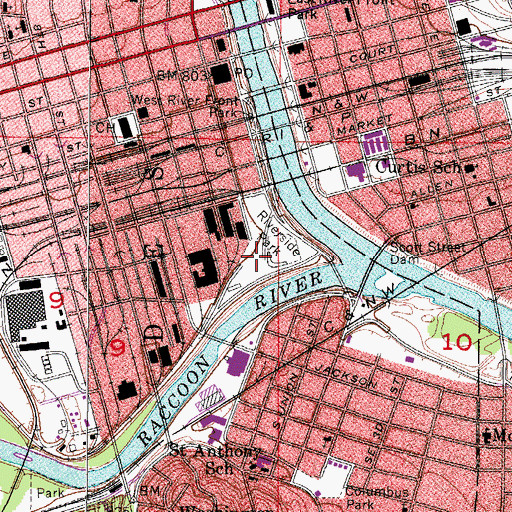 Topographic Map of Riverside Park, IA
