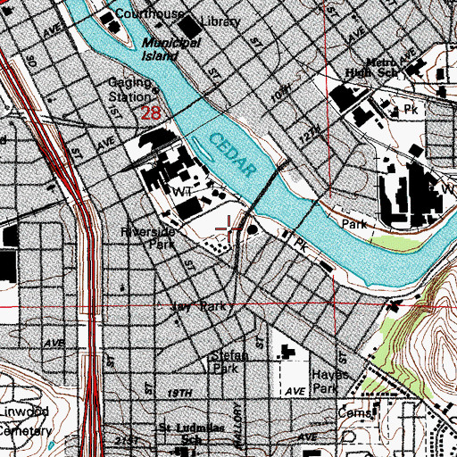 Topographic Map of Riverside Park, IA