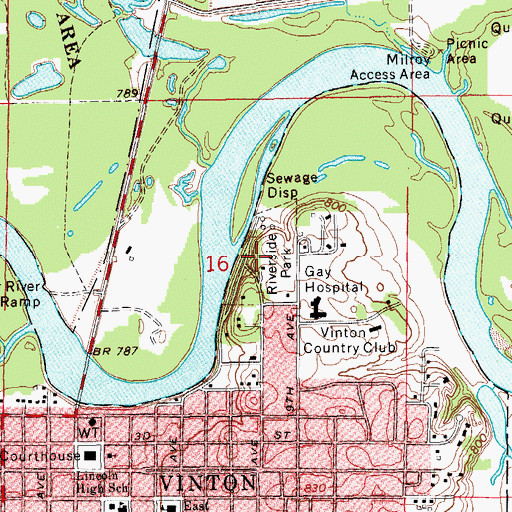 Topographic Map of Riverside Park, IA