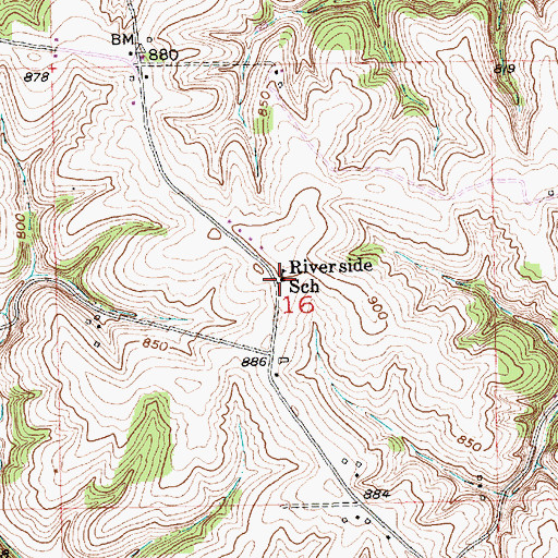 Topographic Map of Riverside School, IA