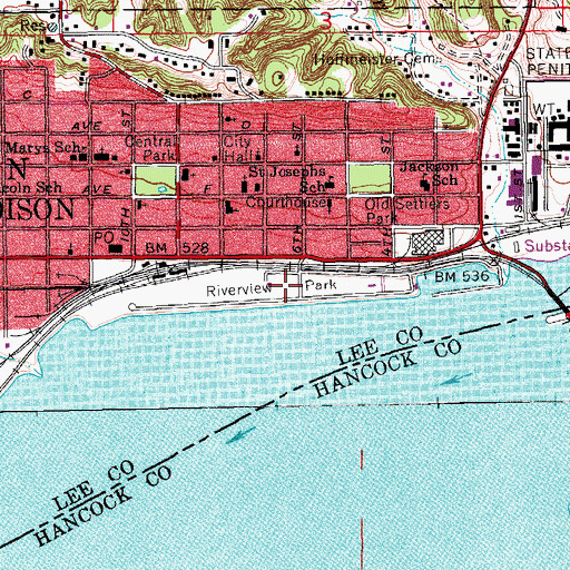 Topographic Map of Riverview Park, IA
