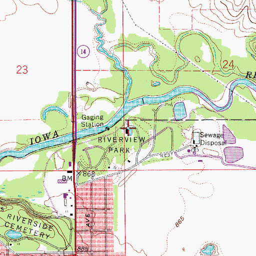 Topographic Map of Riverview Park, IA