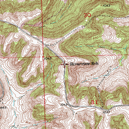 Topographic Map of Riverview School, IA